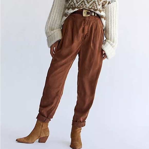 Free People Pants - Free People Run Wild Trousers Western Pleated Cotton Pants Size 10